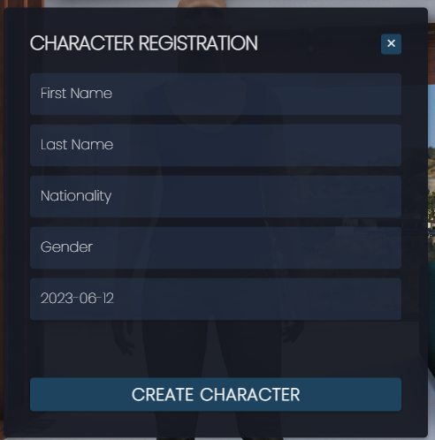 Character Entry Screen
